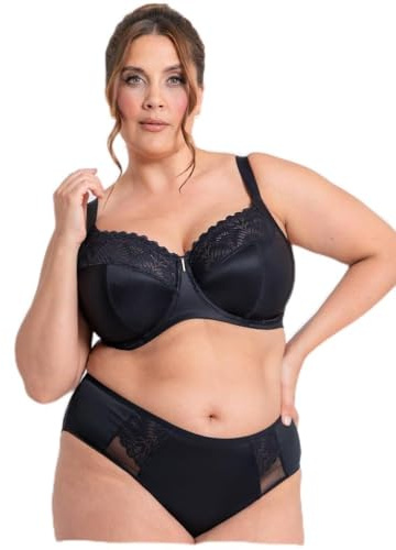 ADELLA Underwired Side Support Bra Athena Full Cup Womens Ladies Underwear Lingerie Black Size 46J