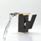 Robinet de Lavabo LED, Design Moderne Noir et Or, Cascade avec Changement de Couleur, Contrôle de Température
