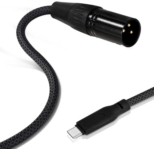BTFO USB C to XLR Cable, 6.6ft USB Type C to XLR Male Output Stereo Cable Braided Nylon Converter Adapter for Speakers, Mixers Console, Amplifiers and More (Blue Gray, Black)