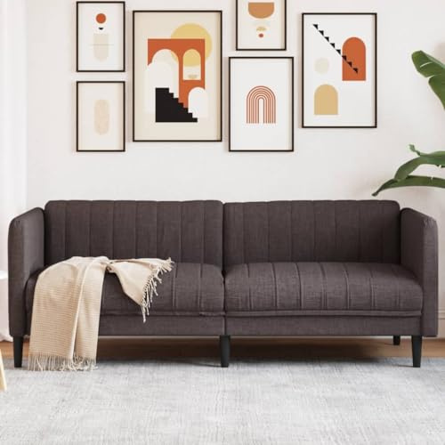 ZQQLVOO Sofa 3-Sitzer Dunkelbraun Stoff Gemütliches 3-Sitzer Sofa mit dick gepolsterten Sitzflächen und atmungsaktivem Stoff für modernes Wohnzimmer