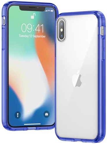 Voyahülle Clear Case for iPhone X/XS, Ultra Thin, Shockproof TPU Cover, Anti-Yellowing, Crystal Clear, Phone Case for Apple iPhone X/XS - Dark Blue