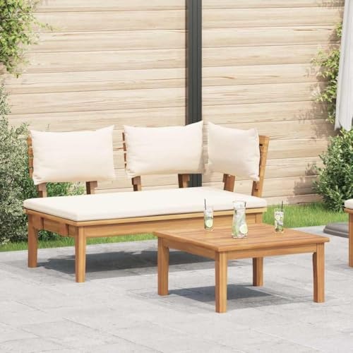 QJBSAVVA Gartenmöbel Set Teakholz 2-TLG 60x27,5x30 cm Braun mit Bank und Tisch für Balkon Terrasse klein Modernes Robustes Design für Outdoor Sitzgruppe