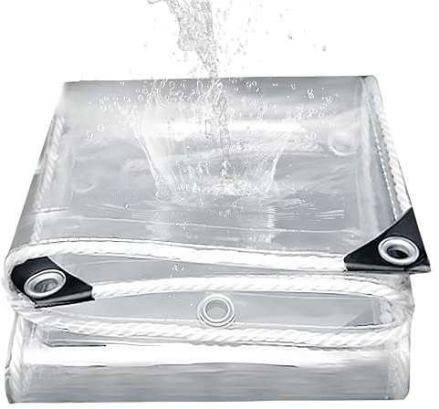 Plane Wasserdicht mit Ösen 270 x 470 cm Durchsichtig wasserdichte Transparente Abdeckplane Reißen Verhindern für Terrasse, Überdachung, Outdoor Möbelbedarf, Transparente Farbe