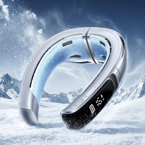 RANVOO AICE LITE MAX 2026 Real AC Cold Blast [No.1 Coolest & Most Durable] AI Neck Air Conditioner, Best Immersive Neck Cooler, 6000 mAh Rechargeable Neck Fan Blow Cold Air Gift for Mom Frosted Silver