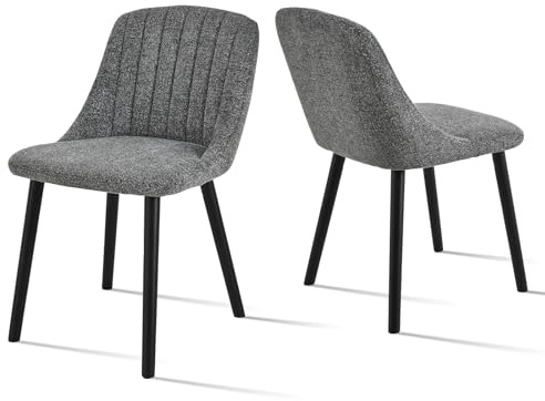 Goeurvant Esszimmerstuhl Grau Holzbeine 2er Set Küchenstuhl Polsterstuhl Wohnzimmerstuhl Stühle Esszimmer aus Chenille