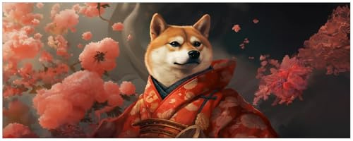 Wallario Küchenrückwand selbstklebend 115 x 50 cm, Motiv: Samurai Shiba | Spritzschutz abwischbar & pflegeleicht