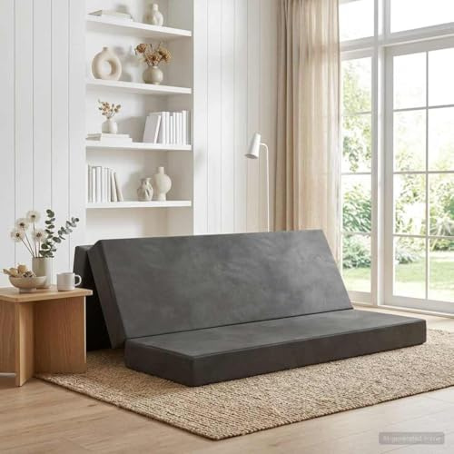 Traylux Klappsofa Bett Dunkelgrau mit Polyesterstoff und Schaumstoffpolsterung 180 x 67 x 45 cm faltbares Sofa für Wohnzimmer Schlafzimmer als Gästebett mit abnehmbarem Bezug und verstellbarem