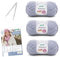 Gründl Strickset 3 x 100 g Shetland Wolle Strickgarn + Nadel 7 - 8 + Anleitung zum selber Stricken, 30 x 20 x 8 cm, jeans melange