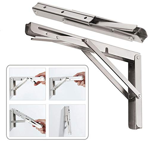 CLighting Regalhalterung, zusammenklappbar, 35,6 cm Traglast 400 lb, Schwerlast-Edelstahl-DIY Wandmontage, platzsparend für Tisch-Werkbank, 2 Stück
