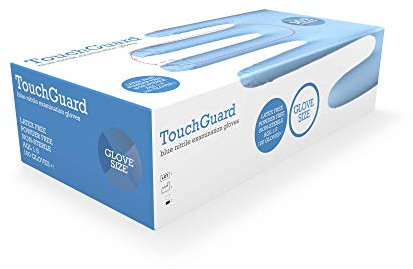 TouchGuard Gants à usage unique bleus en nitrile, non-poudré et sans latex, boîte de 100, taille L