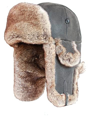 SK Studio Wintermütze mit Ohrenklappen, Warme Baumwolle Trappermütze Hut Unisex Fliegermütze Fellmütze Erwachsenen für Herren Schwarz1/Leder L