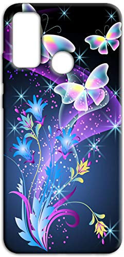 Mixroom - Cover Custodia Back case In TPU Silicone Morbida Per Huawei P Smart 2020 Fantasia Farfalle Viola N199