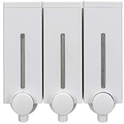 Croydex Slimline Triple Soap Dispenser | 3 x Chambers | 450ml Capacity Each | Easy Refill | Wall-Mounted | All Fixings Included