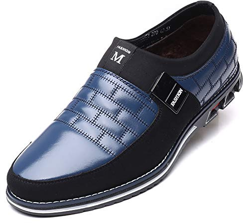 COSIDRAM Men Casual Dress Shoes Loafers Walking Soft Winter Warm Blue 11