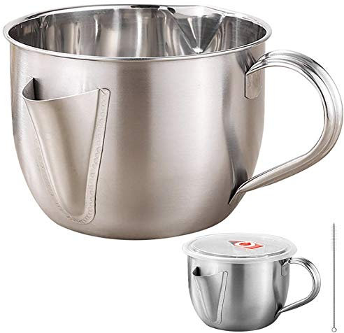 Séparateur de Graisse Inox Séparateur de Graisse Séparateur de Graisse À Huile Séparateur de Graisse de Cuisine Pichet À Sauce en Acier Inoxydable Pour Écumer Les Graisses Des Sauces et Des Soupes