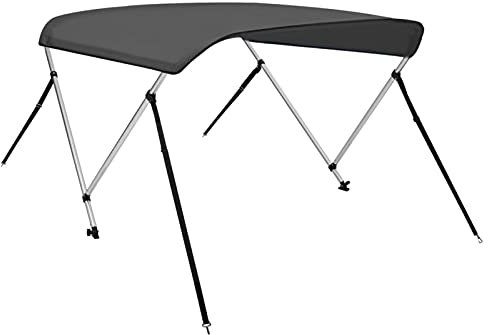 Tidyard Toldo Bimini de 2 Arcos Barco Bimini Plegable Ajustables Estable Parasol Gris Antracita 180x150x110 cm