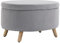 HOMCOM Sitzbank mit Stauraum, Oval Polsterbank mit Deckel, Bettbank mit Samtoptik, für Flur Schlafzimmer Wohnzimmer, Holzbeine 71 x 51,5 x 42 cm Hellgrau