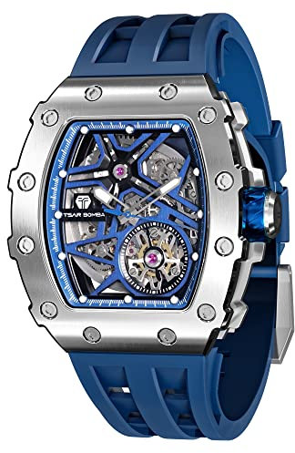TSAR BOMBA Armbanduhr Herren Luxus Edelstahl Tonneau Großes Ziffernblatt Leuchtende Analog Armbanduhr Saphirglas Klassische männer Business Uhr 50M Wasserdicht automatik herrenuhr