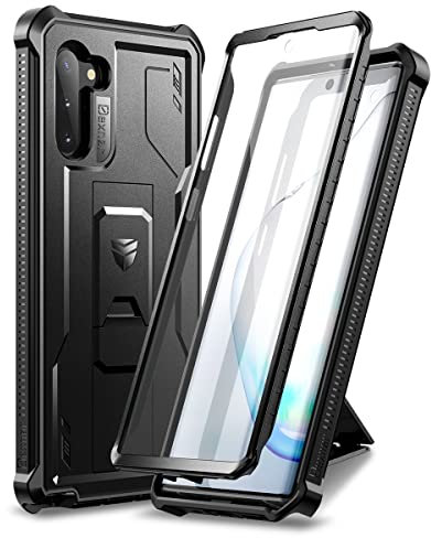 Dexnor Custodia Cover per Samsung Galaxy Note 10 con Protezione per lo Schermo Integrata Copertura Protettiva Antiurto Resistente agli urti Anteriore e Posteriore 360 con Supporto - Nero