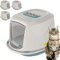 CAT CENTRE Jumbo-Katzentoilette mit Kapuze, hoher seitiger Rand, groß, extra geräumig, lang, breit, für Erwachsene, große Katzen, XL, WC, geschlossene Box, Pfanne, Klokohlefilter, Klappe, Tür, Deckel,