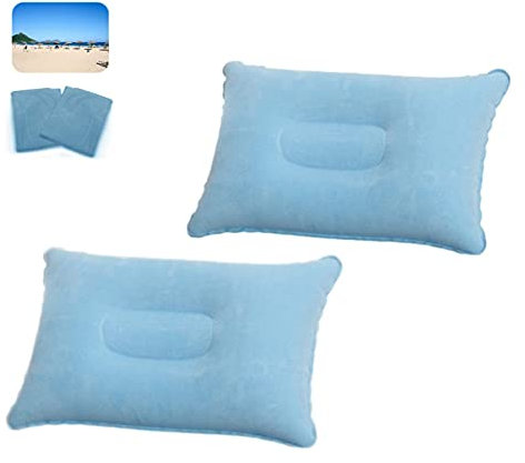 BEAUTYBIGBANG 2 Stück Aufblasbares Camping Kissen Reisekissen, Wasserfest Komprimierbar Luftkissen Kopfkissen für Büro, Wochenendausflug, Strandurlaub, Zelturlaub