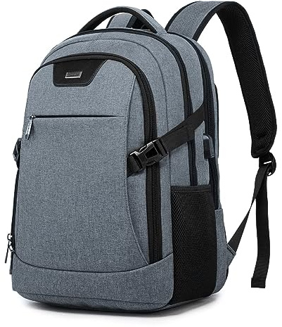 DUSLANG 15.6 Inch Laptop Backpack for Travel Water Resistant College Backpack for Men with USB Charging Port,Dark grey