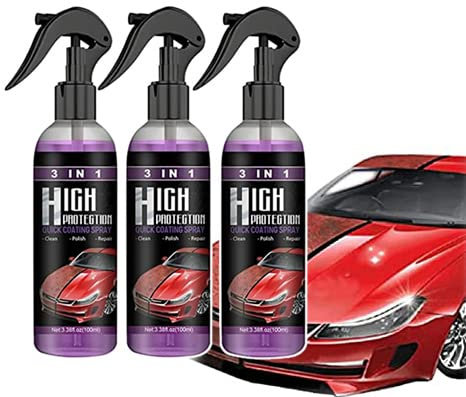 3 in 1 High Protection Quick Car Coating Spray, 100ml Car Ceramic Coating Spray, Plastic Parts Refurbish Agent, Quick Coat Car Wax Polish Spray For Cars (3pcs)