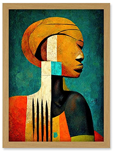Doppelganger33 LTD Modern African Abstract Gold & Bold Artwork Framed Wall Art Print A4