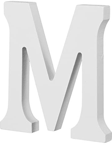 10cm Stehende Holzbuchstaben, leichte Naturholz-Alphabet-Buchstaben Große Holzbuchstaben zum Basteln, unbehandelte Holzdekorationen für Zuhause, Wand, Party, Dekoration, DIY-Projekte (M, Weiß)