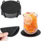Chitomars Untersetzer Gläser 12er Set, Doppelseitigen Leder Untersetzer Rund rutschfest Glasuntersetzer Abwaschbare Getränkeuntersetzer Kunstleder Glas Untersetzer-Set (Schwarz, Rund)