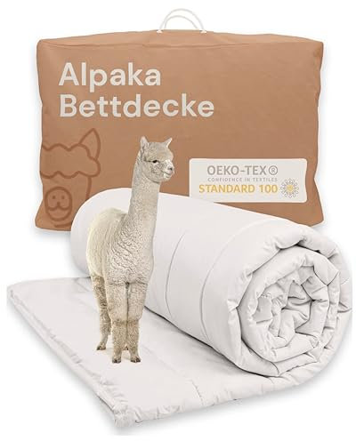 Alpakanacht Alpaka Bettdecke Winter - Bettdecke 200x200 cm, Alpaka Decke, Winterdecke, 2.000g Füllung, nachhaltige Schlafdecke mit Alpaka Wolle, Steppbett Made in Germany