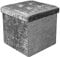 Artistic Fashionista Limited Ottoman Storage Box Crushed VELVET Folding Footstool Rest Seat Storage Stool Toys Chest Bench Blanket Linen Laundry Box (Small - 38x38cm, Silver Grey)
