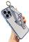 DEFBSC for iPhone 14 Pro Case with Wrist Strap, Cute Side Love Heart Plating Edge Phone Case with Heart Pattern Wristband Finger Holder Stand Soft TPU Bumper Shockproof Protective Case - Blue