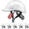 Bauhelm EN397, Mustbau Sicherheitshelm, Arbeitshelm Schutzhelm mit DIY Steckplätze für 53-65 cm Kopfumfang verstellbar, Sicherheitshelm mit Schweißband für BAU und Industrie (Weiß, 5 Pcs)