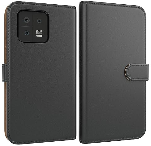 EAZY CASE - Klapphülle kompatibel mit Xiaomi 13 Book Cover, stoßfeste Hülle zum Aufklappen, Schutz Hülle mit Book Wallet, Kunstleder Tasche Etui, Rundumschutz für Smartphone in Schwarz
