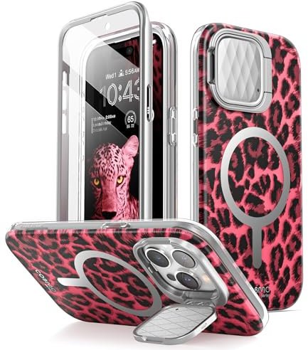 i-Blason CosMag Series Case for iPhone 15 Pro Max 6.7 inch (2023 Release), Slim Full-Body Stylish Protective Case Case Compatible with MagSafe with Built-in Screen Protector (Cheetah)