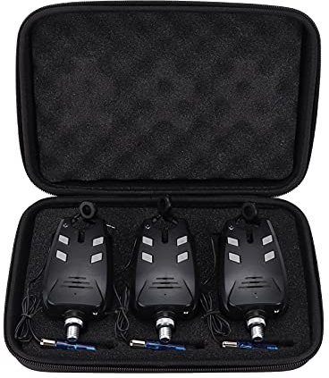 Dioche Bissanzeiger, Bissanzeiger Zum Karpfenangeln, Kunststoff, Schwarz, Elektrisches Angel-Beißanzeiger-Set, Angel-Beißanzeiger mit Hochleistungslautsprecher und LED