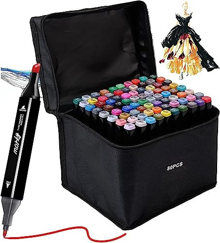 Kebuye ebuye Alkohol Marker Set, Alcohol Twin Marker 80 Farben, Meißel & Feine Verdoppelt Spitzt Alkohol Permanenter Marker Graffiti Stifte für Manga, Design, Malerei, Zeichnung