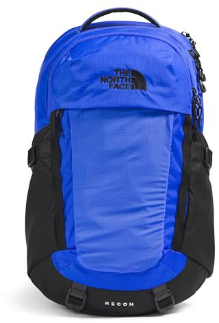 The North Face Recon Everyday Backpack | Daypack Repellent Finish, 16 Laptop Sleeve, 2 Water Bottle Pockets, Solar Blue/Tnf Black, 30L US