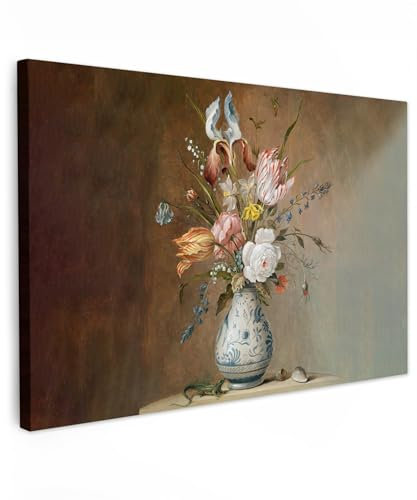 MuchoWow© Impression sur Toile Decoration Murale Peinture 120x80 cm Tableaux Decoratifs Muraux Déco Chambre Tableau Salon Fleurs - Art - Vintage - Vase - Roses - Artiste