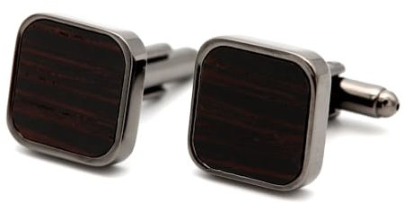 NaturSchatulle Manschettenknöpfe Herren Holz Black Edition I 1 Paar Schwarz Manschettenknopf Eckig Hemd Hochzeit Anzug Männer Cufflinks for Men