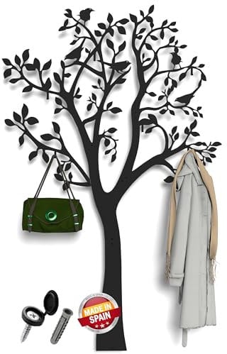 Garderobenpaneel schwarz metall 170х107cm | garderobenhaken 6 Stk. flur möbel | garderobe baum design | kleiderhaken garderobe schwarz matt | aufhänger für kleidung | garderobe wandpaneel