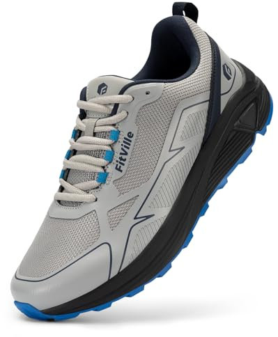 FitVille Laufschuhe Herren Extra Weite Traillaufschuhe Straßenlaufschuhe Breit Sneaker Leicht Sportschuhe Outdoor Schuhe Bequeme Fitnessschuhe Trekkingschuhe Grau 46.5 EU Weit