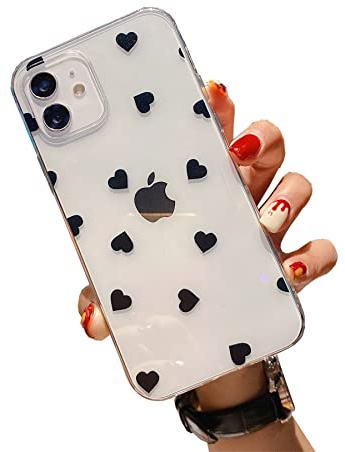 Einaily Hülle für iPhone 14 Pro Transparente Chic Herz Handyhülle,Schwarz | Durchsichtig, Ultra Dünn, TPU Silikon, Stoßfest Kratzfest Schutzhülle, für Frauen Mädchen, Schön Stilvoll Case Cover