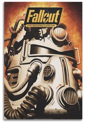 Therapi Póster con logotipo de casco de Fallout, póster decorativo de lienzo, póster de pared e imagen artística impresa moderna para decoración de dormitorio familiar, 24 x 36 pulgadas (60 x 90 cm)