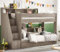 happybeds Bunk Bed, Tuscan White Wooden Staircase Bunk Bed (Grey Oak, 3FT - Frame Only)