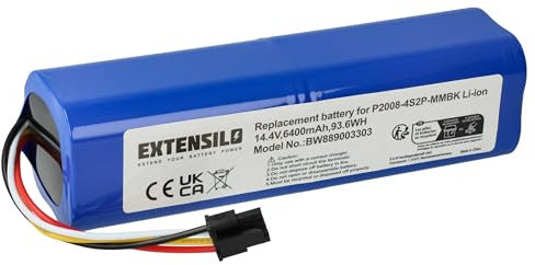 EXTENSILO Batería Compatible con Xiaomi Millet Sweeper Robot Limpieza (6400 mAh, 14,4 V, Li-Ion)