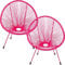 Kare Design Gartenmöbel Set Acapulco Mono, 2er Set, Pink, Indoor und Outdoor Sitzgruppe im Retro-Design, 2X Sessel, Gartenstühle, Lounge-Möbel für Balkon, Garten, Terrasse, Pinkes Stahlgestell