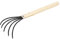 Gartenrechen mit Festem Zinken, Strauchrechen, 5 Stahlzinken, Ergonomischer Holzgriff, Hacke, Unkrautstecher, Grubber, Gartenrechen Zum Bodenbearbeitung, Lockern, Zerkleinern des
