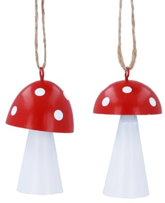 Gisela Graham Rot/Weiß Metall Fliegenpilz Christbaumschmuck 2er Set